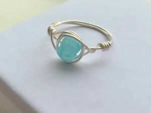 silver ring with blue stone